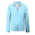 thumbnail image 4 of Yuyuzo Chemises à Manches Longues pour Femmes Col en V Couleur Unie Col Rond Tunique Chandail Tops Blouses, 4 of 5