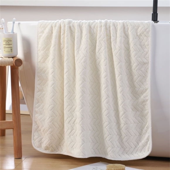Feltree Extra Thick Coral Fleece Bath Towel (140x70cm) - Ultra Absorbent Quick-Dry Striped Beach Towel for Adults, Non-Shedding Luxury Spa Quality