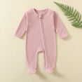 thumbnail image 1 of EGNMCR Rompers pour Enfants Tout-Petits Garçons Filles Mode Confortable Couleur Unie Fermeture Éclair Manches Longues Ramper Kid Rompers, 1 of 5