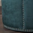 thumbnail image 2 of Julie Studded Teal Velvet Ottoman, 2 of 5