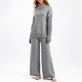 thumbnail image 5 of Timegard Ensemble 2 Pcs pour Femmes, Pull à Col Haut, Manches Longues, Pantalon Large, Couleur Unie, 5 of 5