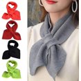thumbnail image 2 of Women Knitted For Cross Collar Scarf Winter Warm Solid Color Loophole Neckerchie Scarves, 2 of 8