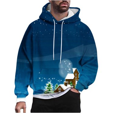Pisexur Men Sweat à Capuche de Noël Imprimé 3D Graphique Tendance et à la Mode pour Hommes Confortable et Chaud Chandails en Molleton à Manches Longues Unisexe