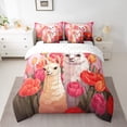 thumbnail image 2 of YST 7Pcs Alpaca Comforter Set Full Size, Cute Llama Romance Flowers Bedding Set, Polyester, 2 of 5
