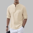 thumbnail image 4 of PMUYBHF T-Shirts Graphiques pour Hommes Mode Décontractée Printemps et Automne Couleur Unie Col à Boutons Manches Longues, 4 of 6