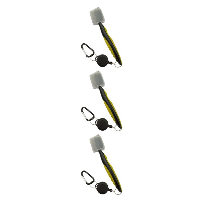 Redempat Stainless Steel Golf Club Brush Portable Solid Color Shoe Brushes Yellow with Lid 3Set