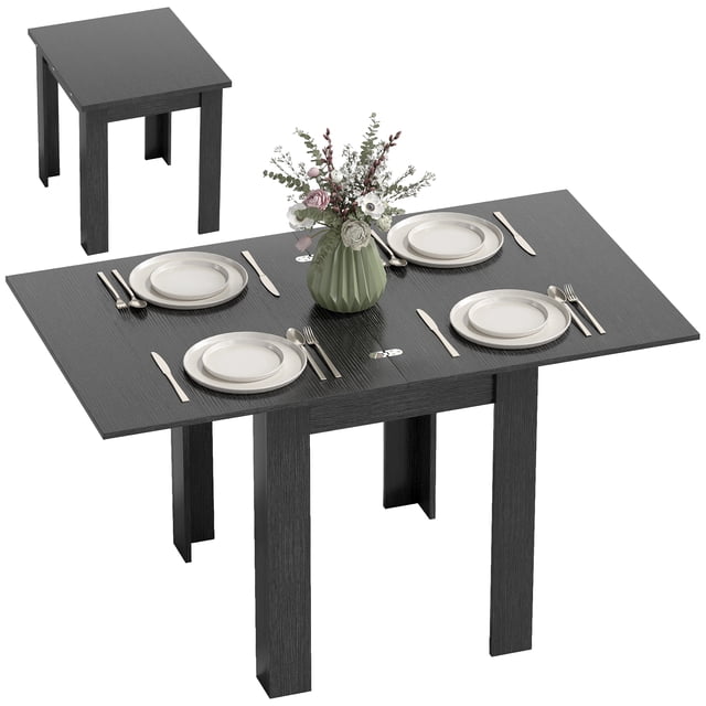 HOMCOM 55" Extendable Dining Table, Kitchen Table for 4-6 Person, Black