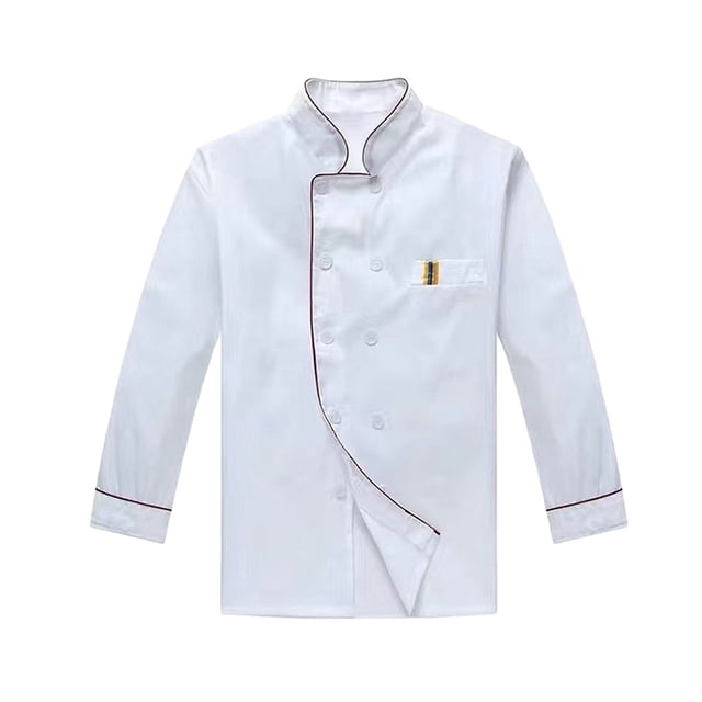 relayinert White Unisex Chef Coat Uniform Made With Polyester Comfortable To Wear Unisex Chef Jacket white(long sleeve) XXL