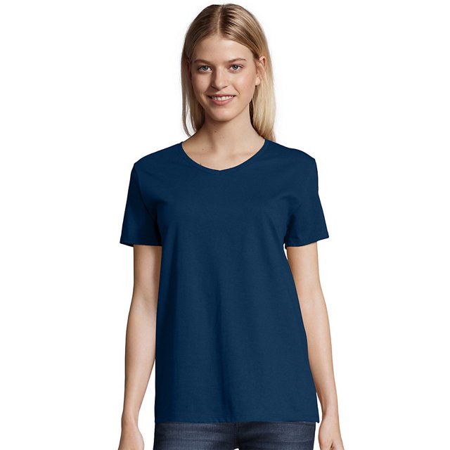 Hanes T-Shirt Col en V Coupe Décontractée pour Femmes ComfortSoft - 5780