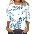 thumbnail image 1 of HKEJIAOI Blouse pour Femmes Manches 3/4 Imprimé Floral Col Rond TG Hauts d'Été, 1 of 5