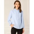 thumbnail image 3 of INSPIRE CHIC Women's Ruffled Trim Button Down Stand Collar Long Sleeve Blouse Top, 3 of 4