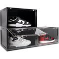 thumbnail image 1 of OLLIE XL Shoe Storage Boxes – Foldable and Stackable Organizer for Closet – Clear HardFor Up to Size 13 – Acrylic Shoe Box Storage Containers for Jordan, Sneakers, Boots (3-Pack, Black), 1 of 5