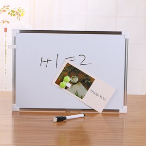 Kmonabie Tableau blanc en métal double face 10x14in Tableau de message effaçable portable, tableau de dessin en écriture lisse avec protection du coin, tableau léger à sec avec accessoires pour la maison de bureau