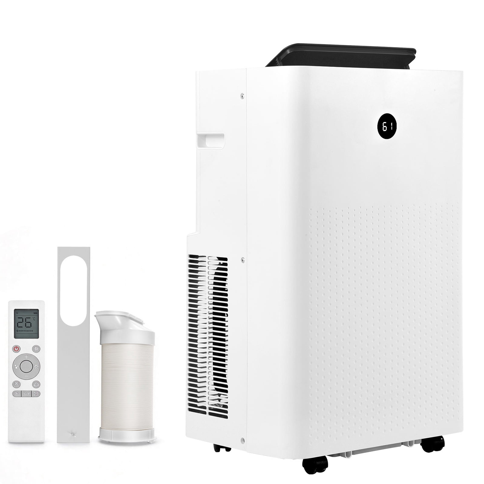 KFFKFF Portable Air Conditioner, 12000 BTU ASHRAE (8150 BTU SACC) 4-in-1 Standing Cooling Ac Unit, LED Touch Panel & Remote Control, 24h Timer, Cooling, Dehumidifier
