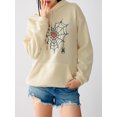 thumbnail image 2 of Faithtur Femmes Sweat à Capuche, Manches Longues Broderie Cobweb Coeur Pull-Over Casual Tops, 2 of 9