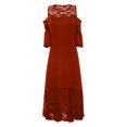 thumbnail image 4 of CHUANK Summer Plus Size Maxi Dresses For Wedding Guest Lace Stitching Dress Cold Shoulder Long Dresses Short Sleeve, 4 of 6