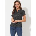 thumbnail image 3 of INSPIRE CHIC Women's Dots Printed V Neck Short Sleeve Work Office Blouse Top, 3 of 6
