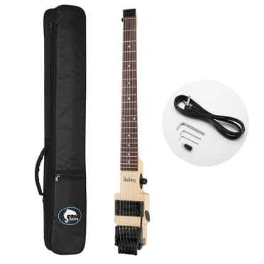 Batking Guitare Électrique Sans Tête en Érable et Bois de Rose, 6 Cordes, Pont Tremolo à Double Verrouillage, Portable avec Sac de Transport
