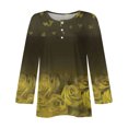 thumbnail image 4 of IROINID T-Shirt à Manches Longues en Polyester Réduit pour Femmes, Imprimé Quotidien, Respirant, Col Rond, Chandail, Jaune, 4 of 5