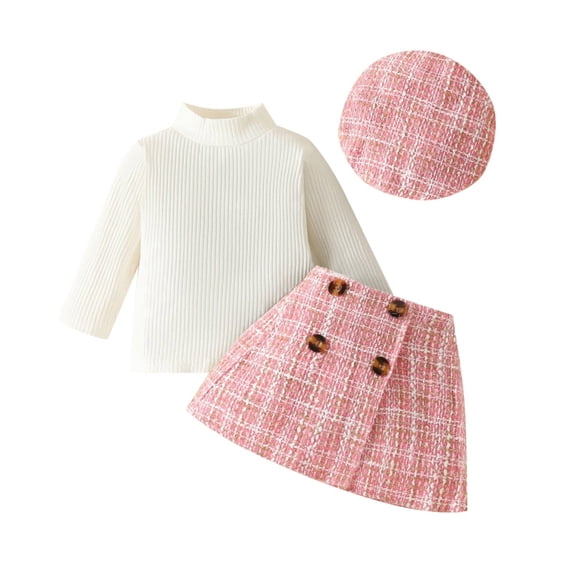 Ymyiu Baby Girl Winter Clothes Casual Baby Girl 3-Piece Outfit Set: Soft Infant Top + Adorable Toddler Skirt + Cute Hat (Red,9-12 Months)