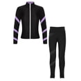thumbnail image 4 of Yeahdor Kids Girls 2 Piece Figure Skating Training Suit Long Sleeve Zipper Jacket And Rhinestone Leggings Set Light Purple 8, 4 of 7