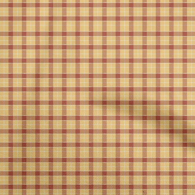 oneOone Rayon Yellow Fabric Check Sewing Material Print Fabric By The Yard 56 Inch Wide