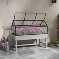 thumbnail image 2 of Outsunny Raised Garden Bed with Cold Frame Greenhouse Vent Distressed Grey, 2 of 10