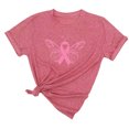 thumbnail image 2 of TIMIFIS Chandails de Sensibilisation au Cancer du Sein pour Femmes Été Ample Imprimé T-Shirt à Col Rond Manches Courtes Blouse Décontractée Automne/hiver, 2 of 5