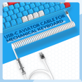 thumbnail image 3 of HAOAN T8 Clavier de Jeu 60 % 68 Touches Compact Mini Clavier Mécanique Filaire avec 18 Commutateurs Bleus Rétroéclairés RVB Chroma Câble de Clavier Bobiné USB-C pour PC Portable Mac XBOX - Bleu Blanc, 3 of 7