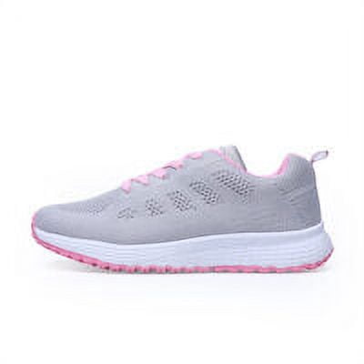 Casual Shoes Walking Mesh Flat Shoe Comfortable Running Fitness Lightweight Women Men Lace Up Athletic Sneakers Running Fitness Grey Size 43