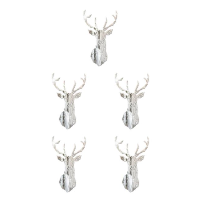 relayinert Wide Application Of 3D Mirror Deer Wall Stickers For Versatile Usage Made Of Acrylic 3D Deer Head Mirror Wall Sticker silver M 5Set