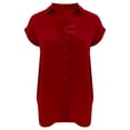 thumbnail image 3 of Blouses à Manches Courtes pour Femmes Blouse d'Été Décontractée à Manches Courtes pour Femmes Bouton Couleur Unie Col Rabattu T-Shirt Hauts T-Shirts d'Été pour Femmes Hauts à Manches Courtes, 3 of 7