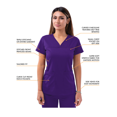 thumbnail image 3 of Adar Scrub Set for Women - Curved V-Neck Scrub Top & Tapered Drawstring Scrub Pants - 4402 - Grape - M, 3 of 7
