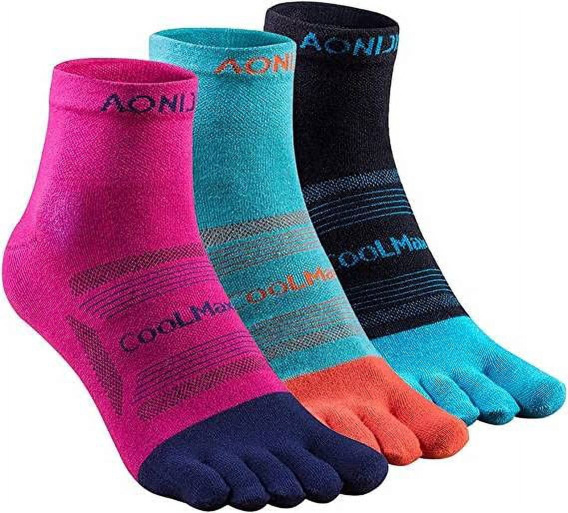 AONIJIE Coolmax Toe Socks for Men Finger Athletic Running Ankle Socks Quick Dry,3 Pairs