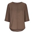 thumbnail image 4 of Hauts d'Été pour Femmes 2023 Mode T-Shirt Décontracté Col Rond Manches 3/4 Boho Grande Taille pour Femmes, 4 of 7