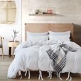 thumbnail image 1 of Housse de Couette Unie Blanche, Ensemble de Housse de Couette, Design à Sangles, Format Simple, 1 of 6