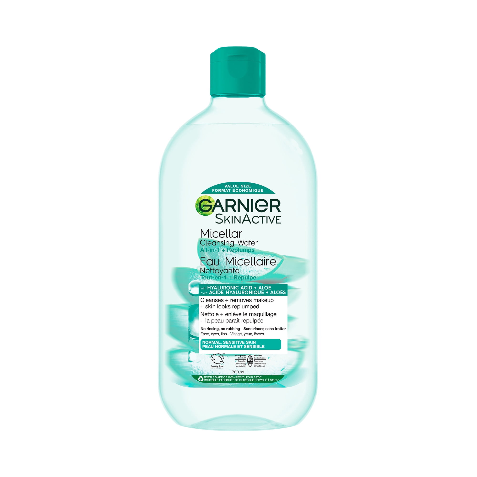 Garnier Eau Micellaire Nettoyante Tout-en-1 à L'acide hyaluronique, Convient Aux Peaux Sensibles, Cruelty Free International et Végétalien