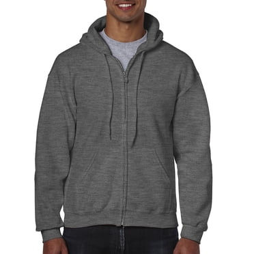 Gildan Mens Heavy Blend Full Zip Hooded Sweatshirt, S, Dark Heather