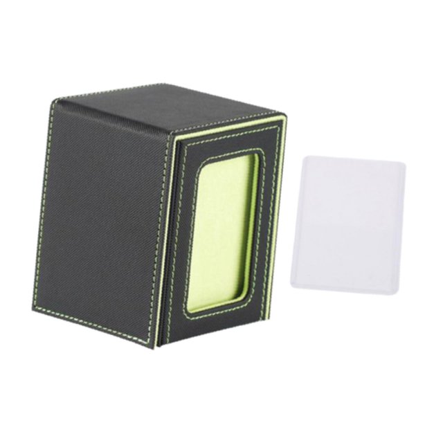 jinwen Card Deck Box Card Deck Storage Box, Transparent Window Album Card Holder Case Card Cards Case TCG Cards Protector Decks Case black green