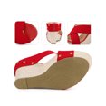 thumbnail image 2 of BLISSFUL STEP Chaussures pour Femmes à Plateforme Compensée à Brides Croisées Clous Tige en Tissu Sandales à Talons à Bout Ouvert Rouge 9, 2 of 5