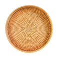 thumbnail image 2 of Round Rattan Serving Tray Organizer Storage Platter Handwoven Candy Plate Serving Basket for Drinks Restaurant Fruit Table Home Decor , Brown, 22cmx3cm, 2 of 7