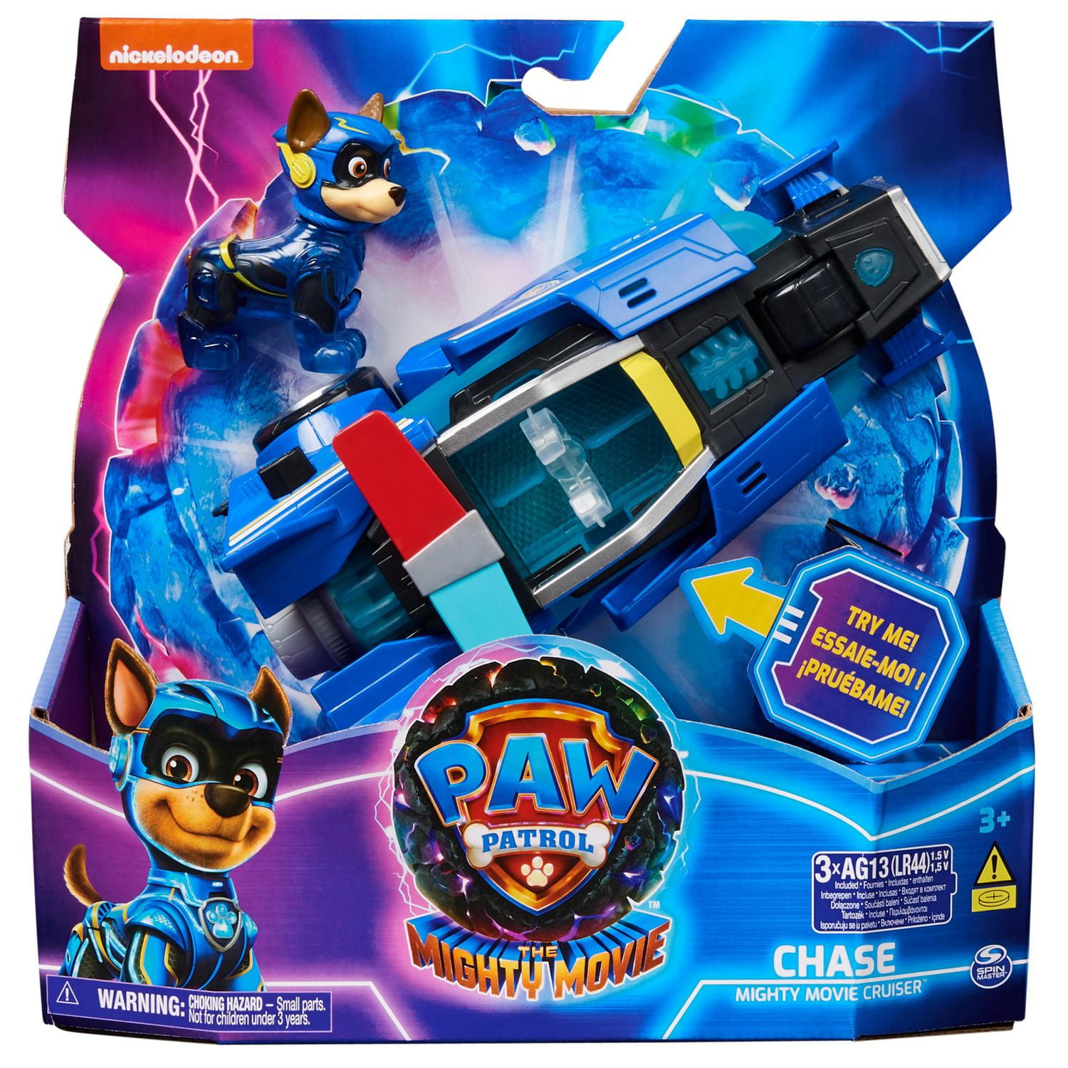 PAW Patrol : La Super Patrouille le film, Voiture avec figurine articulée Chase Super-Chiots, sons et lumières, jouets pour filles et garçons camion partir de 3 ans