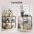 thumbnail image 4 of SONGMICS Cabinet Organizer Shelf, Set of 2 Kitchen Counter Shelves, Kitchen Storage, Spice Rack, Stackable, Expandable, Metal and Engineered Wood, Ink Black and Heather Greige, 4 of 8