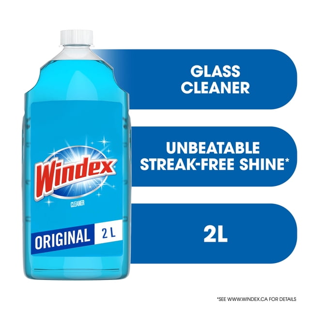 Windex® Recharge de Nettoyant pour Vitres, Bouteille Originale de 2 L avec Liquide Bleu et Bouchon Blanc, avec le logo Windex et l'Étiquette Mettant en Valeur une Brillance Imbattable Sans Traces, Convient au Nettoyage du Verre, des Fenêtres et des Miroirs.