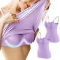 thumbnail image 2 of Timegard Camisoles pour Femmes 2 Pcs avec Soutien-Gorge Intégré Col Rond Bretelles Spaghetti Ajustées Douces Maillots de Corps Décontractés Hauts de Pyjama, 2 of 4