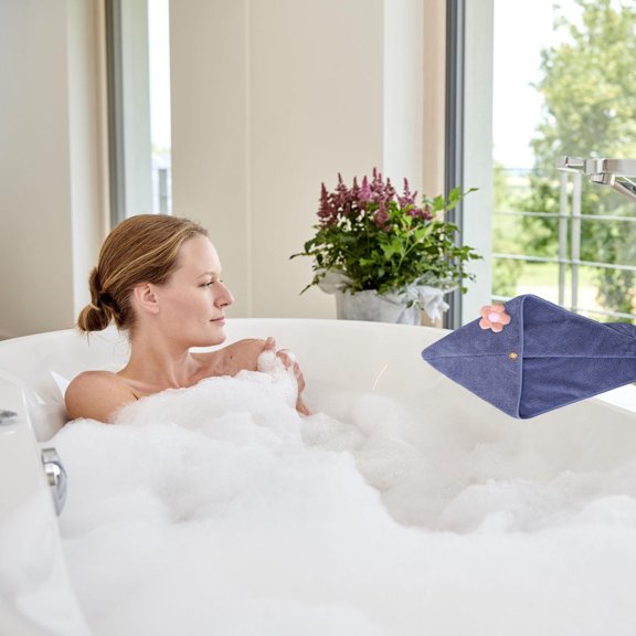 Séchoir à Cheveux en Molleton Épaissi et Très Absorbant pour la Douche Domestique, pour Sécher les Cheveux, Serviette à Cheveux Ultra Douce avec Boutons