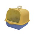 thumbnail image 1 of GROWTH TANK Enclosed Cat Toilet Portable Detachable Kitty Litter Tray Easy Cleaning Reusable Yellow Blue, 1 of 9