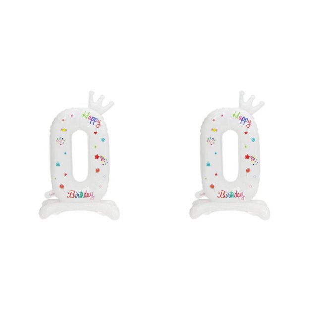Maytalsory Add Touch Of Elegance With White Standing Digital Balloons - For Birthday Decor Can Be Used Repeatedly For Easy Number 0 2Set
