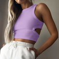 thumbnail image 2 of Yuyuzo Crop Tank Tops for Women Crew Neck Ribbed Knit Solid Color Slim Fitted Athletic Going Put Tops, 2 of 7
