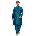 thumbnail image 1 of Maple Clothing Kurta Pajama Vêtements Indiens Robe de Mariage pour Hommes (Turquoise, 3TG), 1 of 5